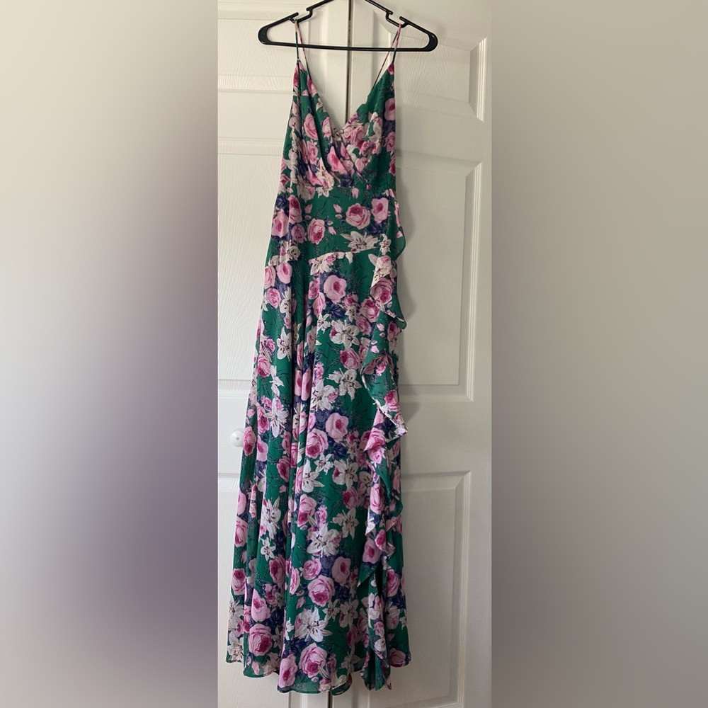 ASTR the Label - floral long, strappy gown with slit